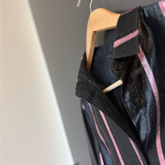 RtA NWOT XS never worn silk blend Shimmering Black Blouse with Pink - Picture 15 of 16